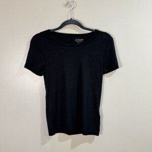 NWT J. Crew T-shirt Womens M Stretch Linen Black Crewneck Minimalist Layer